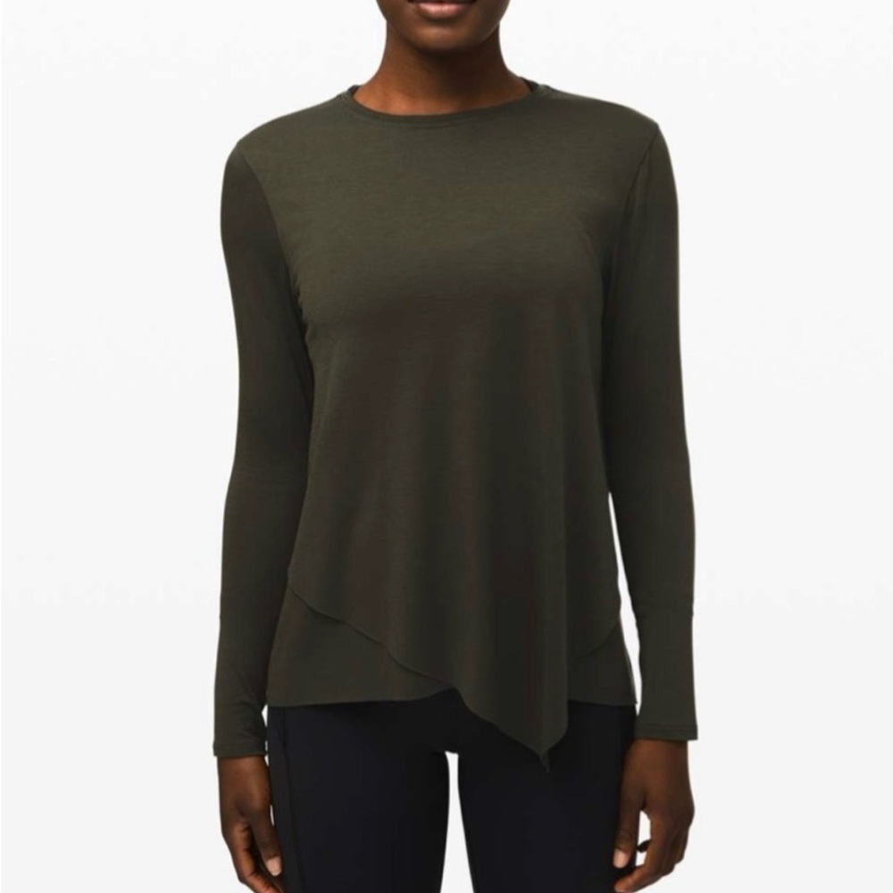 Lululemon Sweetest Day Along Long Sleeve Tencel Shirt Dark Olive Green Size 4